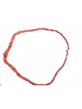 Vintage Coral and Turquoise Beaded Necklace with Sterling Silver Clasp